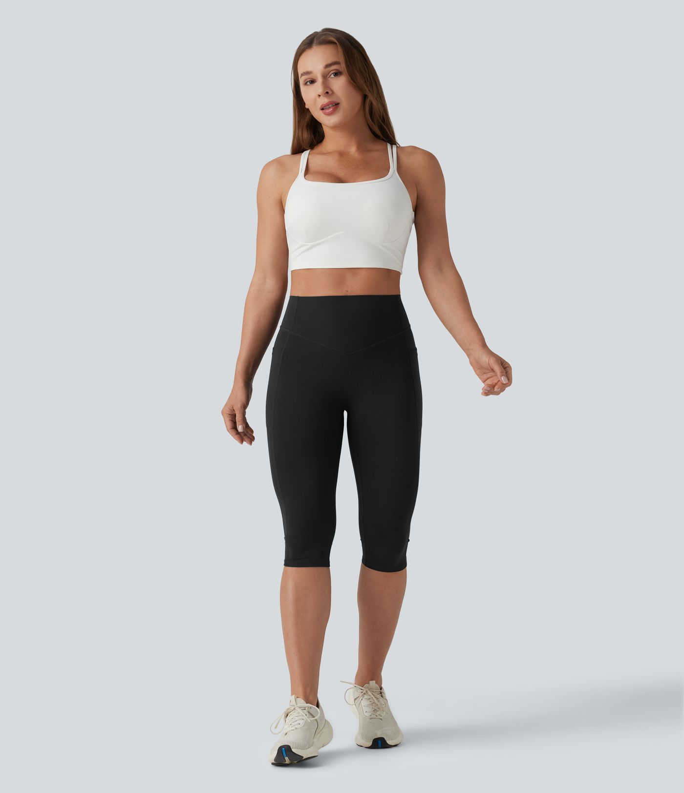 Halara UltraSculpt™ leggings moldeadores de yoga de talle alto con control abdominal, realce de glúteos, detalle fruncido, largo capri (pedal pushers) y bolsillos Halara UltraSculpt™ leggings moldeadores de yoga de talle alto con control abdominal, realce de glúteos, detalle fruncido, largo capri (pedal pushers) y bolsillos