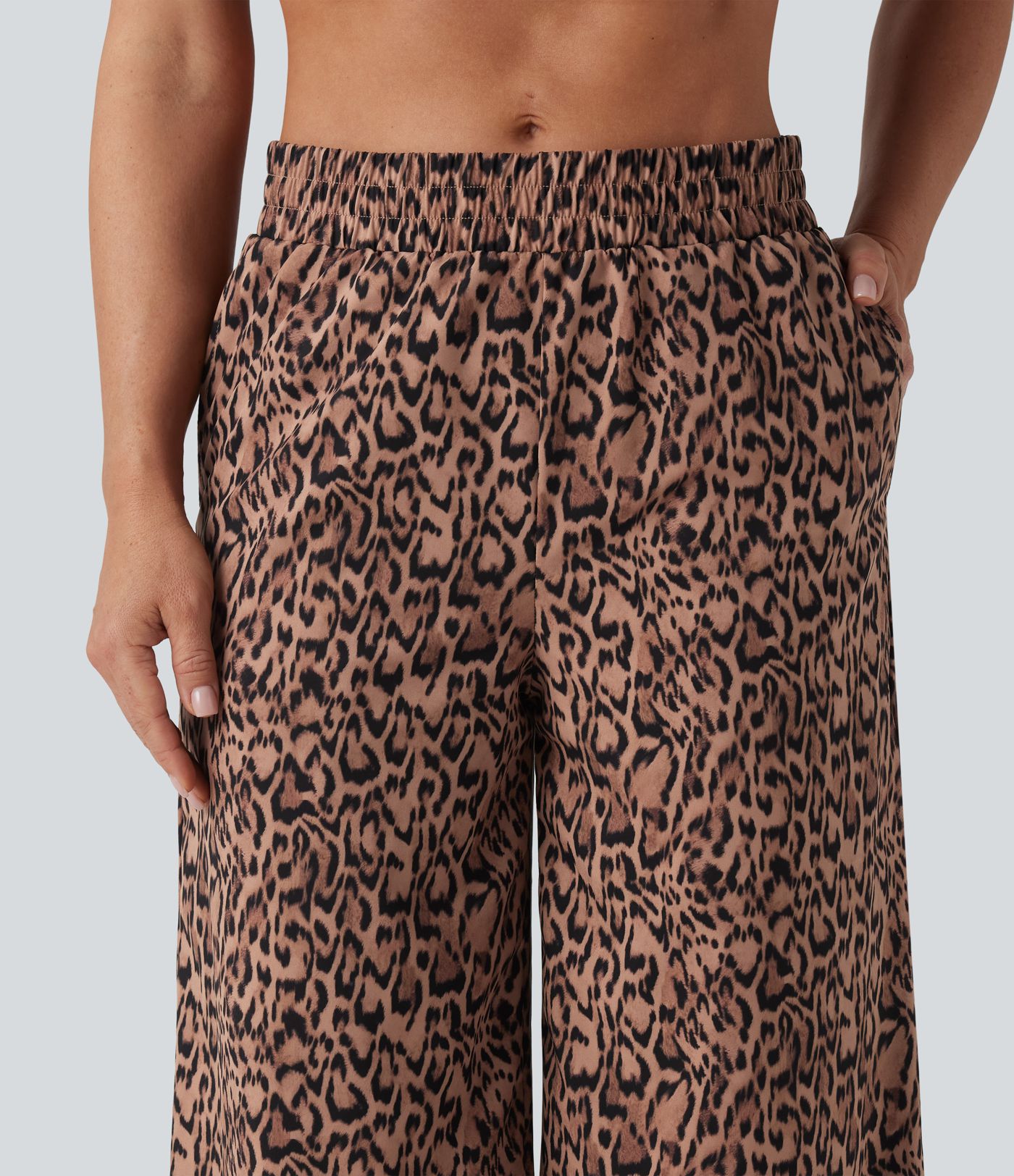 Mid Rise Leopard Print Dance Pants with Pockets