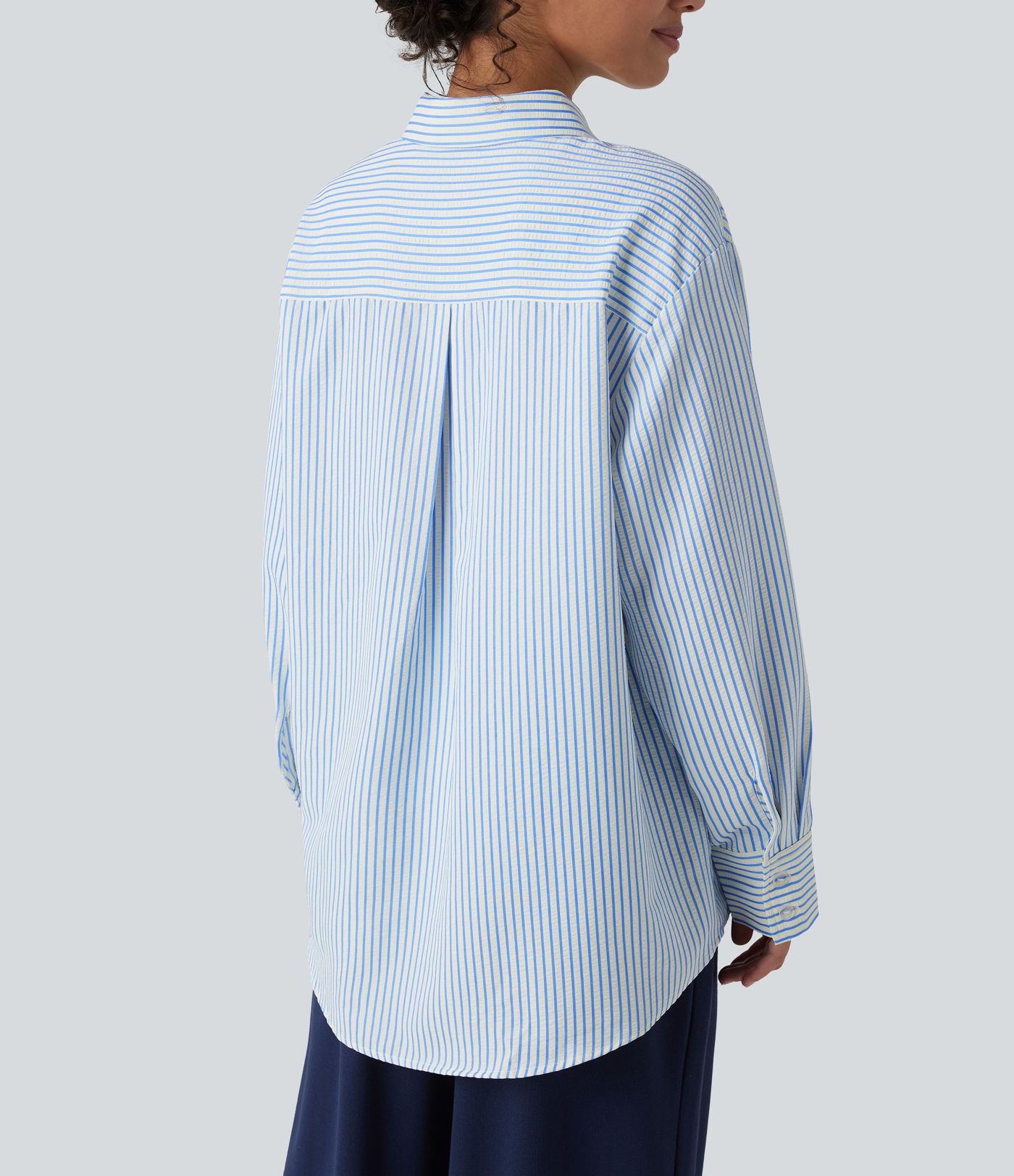 Langärmliges Oversize-Hemd mit Streifen im Work-Stil