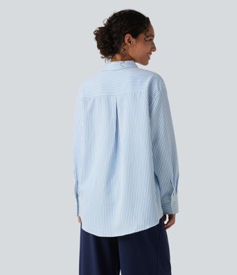 Langärmliges Oversize-Hemd mit Streifen im Work-Stil
