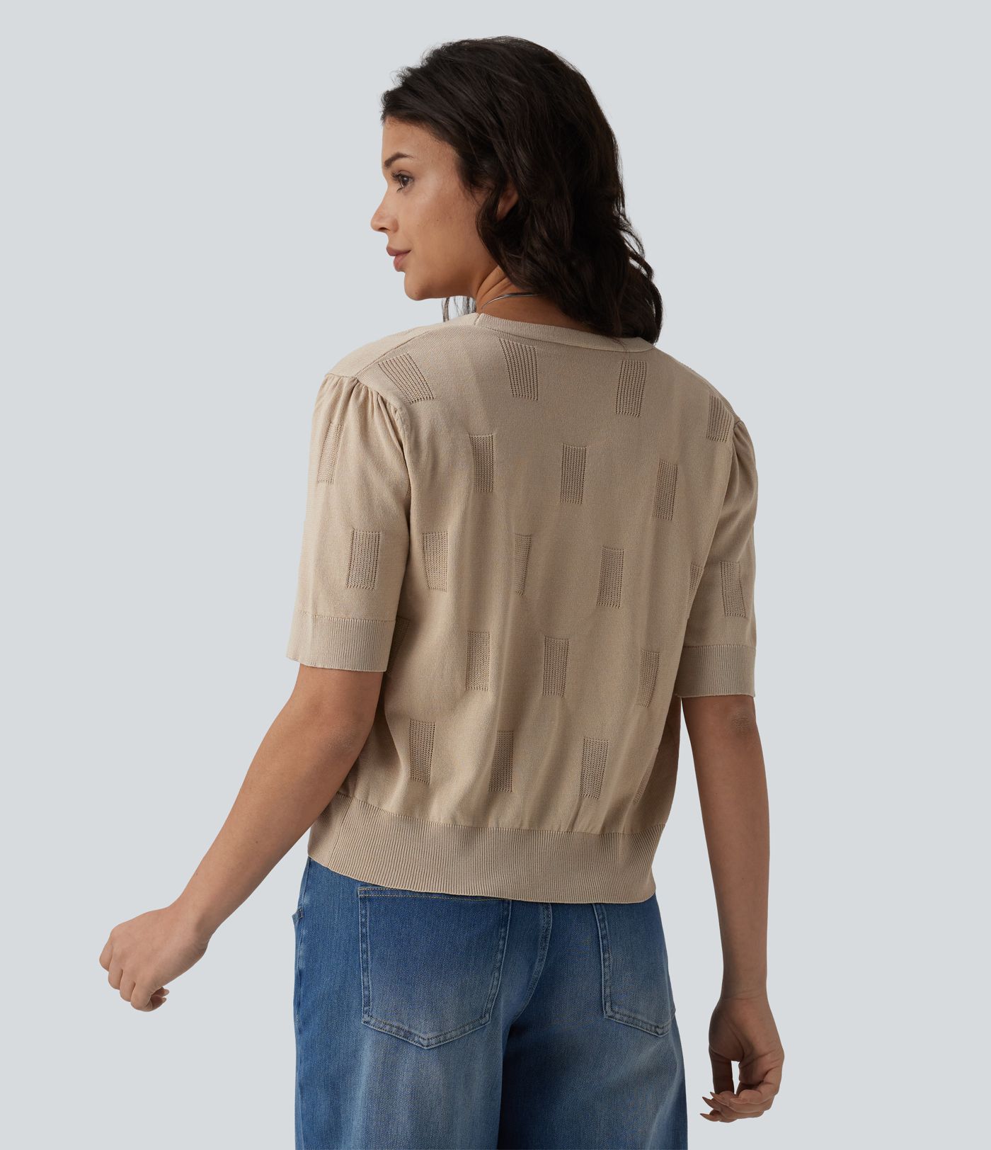 V Neck Short Sleeve Casual Cardigan