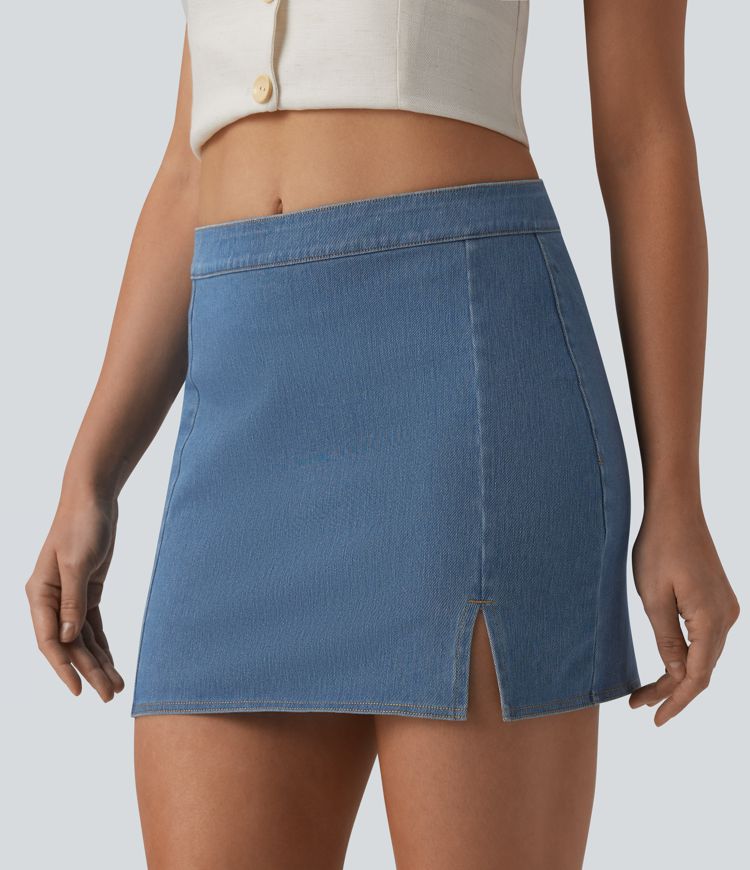 Halara Flex™ Mid Rise Bodycon Denim Mini Casual Skirt