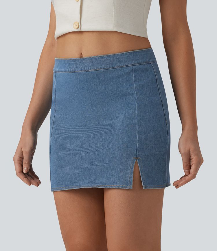 Halara Flex™ Mid Rise Bodycon Denim Mini Casual Skirt