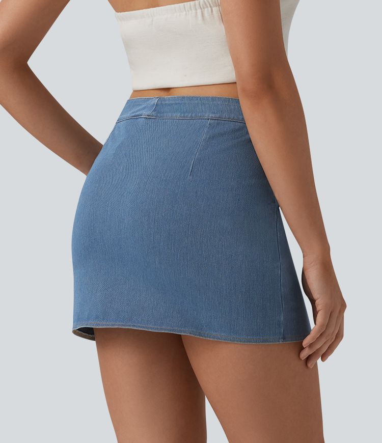Halara Flex™ Mid Rise Bodycon Denim Mini Casual Skirt
