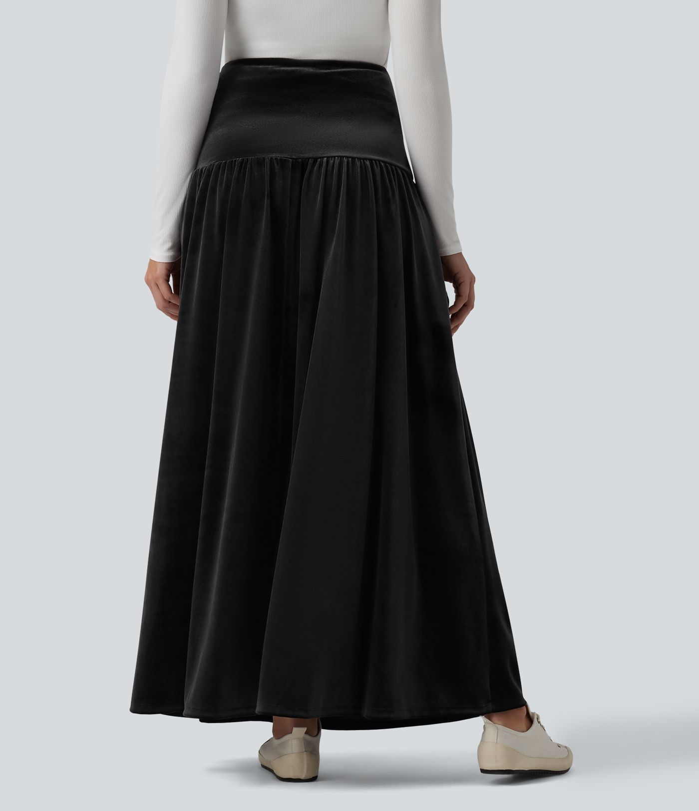 High Waisted Maxi Velvet Casual A-line Skirt