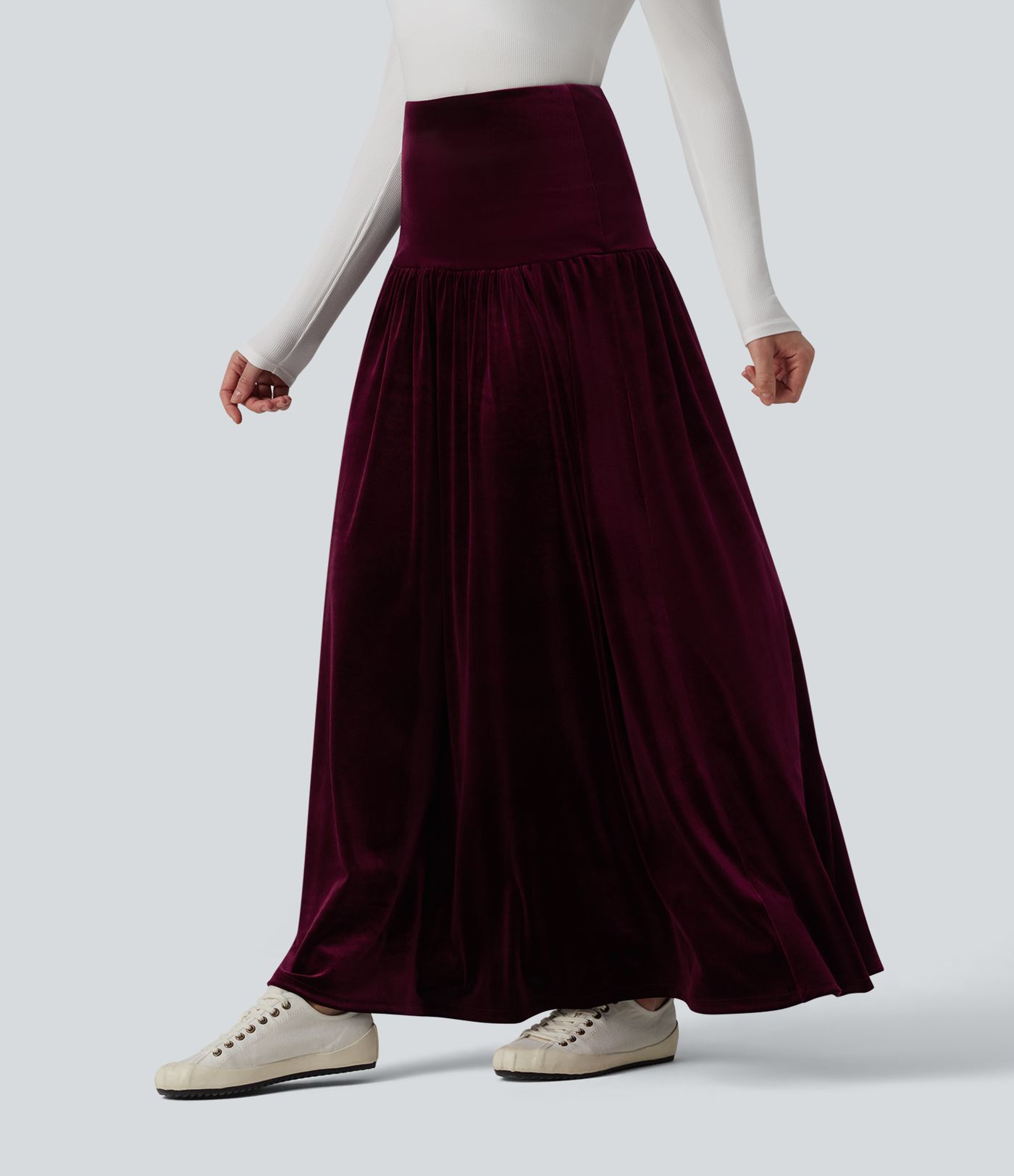 High Waisted Maxi Velvet Casual A-line Skirt