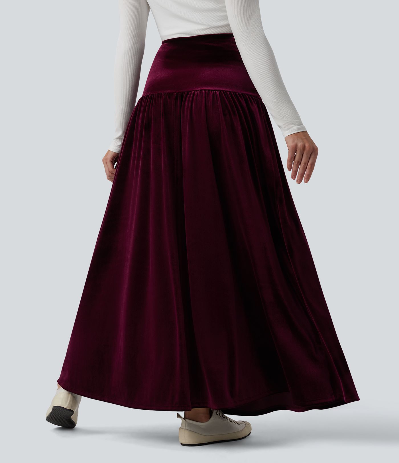High Waisted Maxi Velvet Casual A-line Skirt