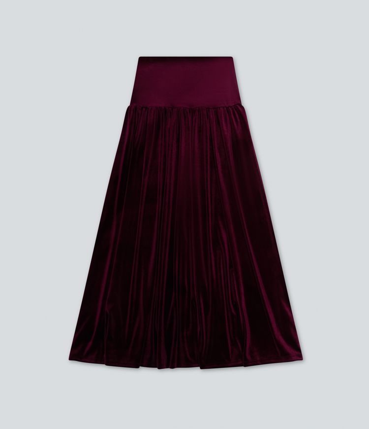 High Waisted Maxi Velvet Casual A-line Skirt