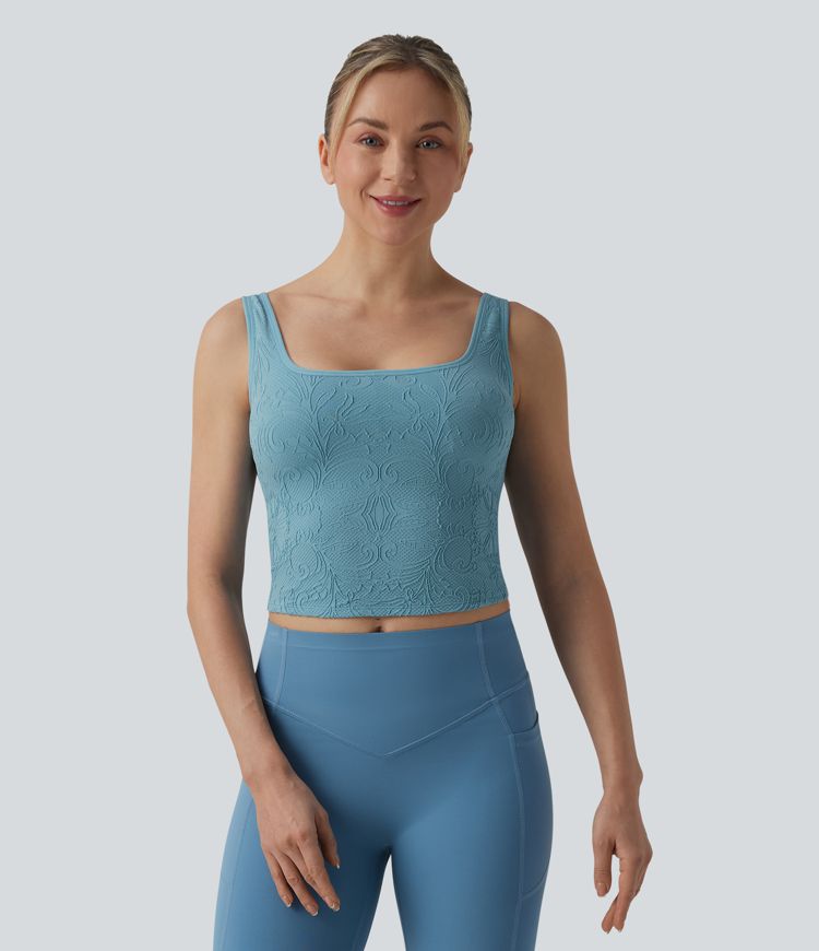 OneForm Seamless Flow U Neck Built-in Bra Cropped Yoga Tank Top