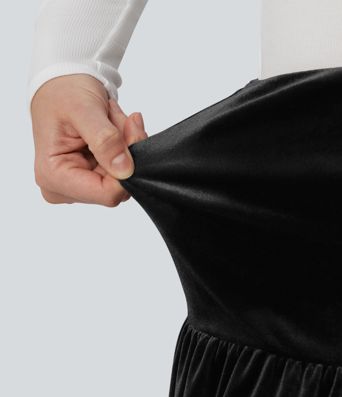 High Waisted Maxi Velvet Casual A-line Skirt