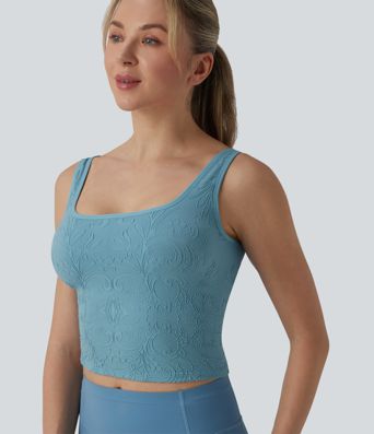 OneForm Seamless Flow U Neck Built-in Bra Cropped Yoga Tank Top