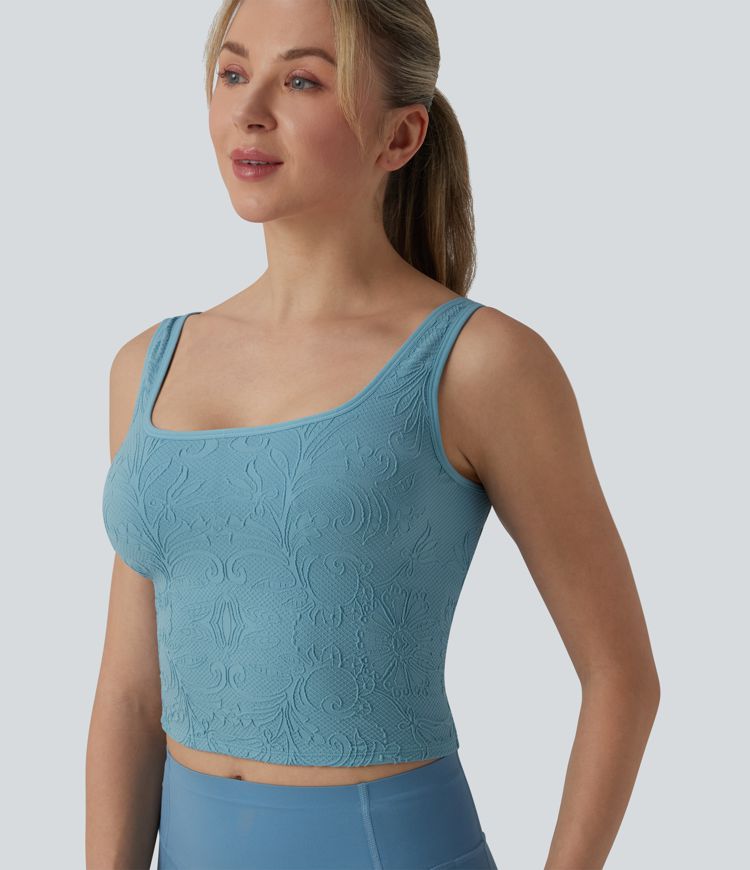 OneForm Seamless Flow U Neck Built-in Bra Cropped Yoga Tank Top
