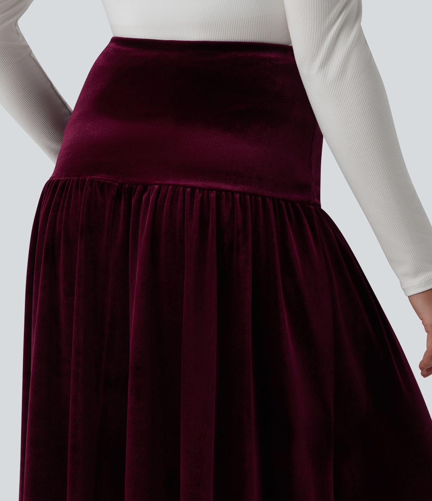 High Waisted Maxi Velvet Casual A-line Skirt