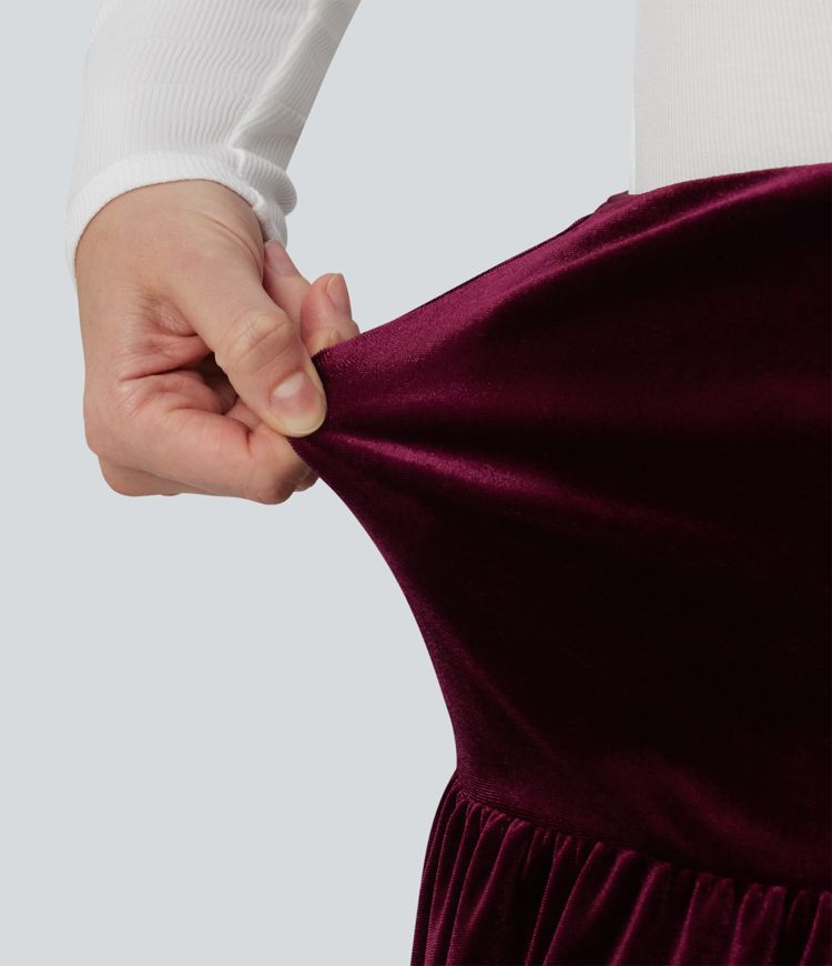 High Waisted Maxi Velvet Casual A-line Skirt