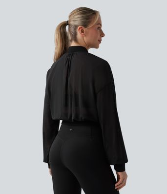 Long Sleeve Mesh Yoga Bomber Jacket