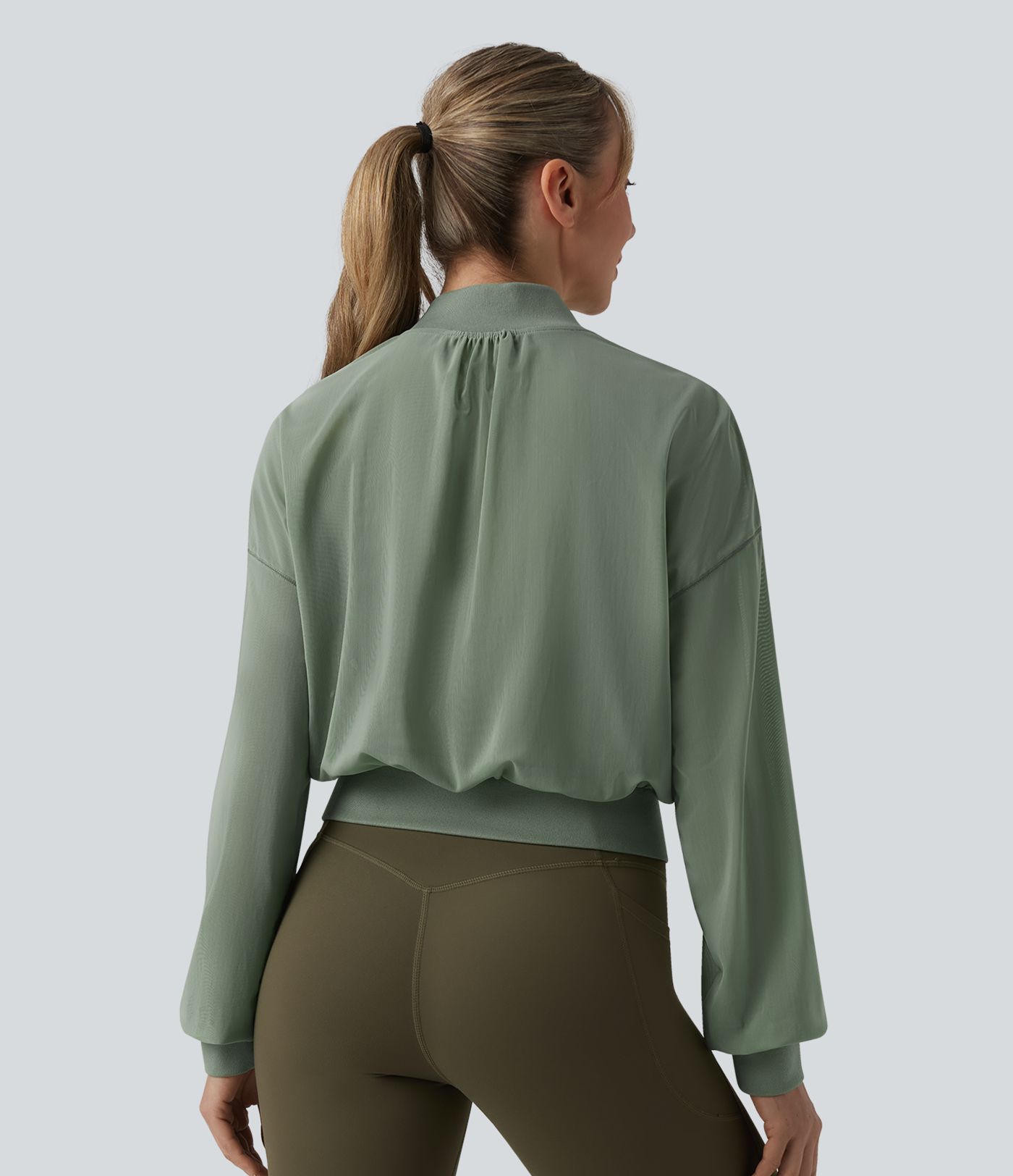Long Sleeve Mesh Yoga Bomber Jacket