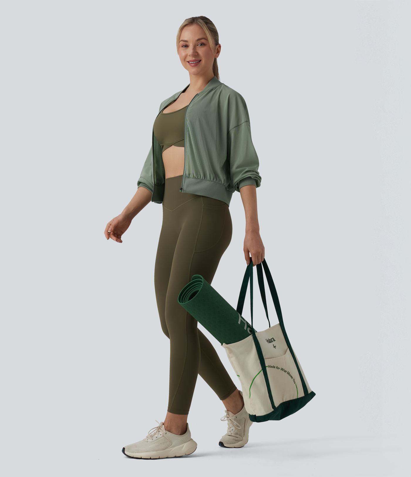 Long Sleeve Mesh Yoga Bomber Jacket