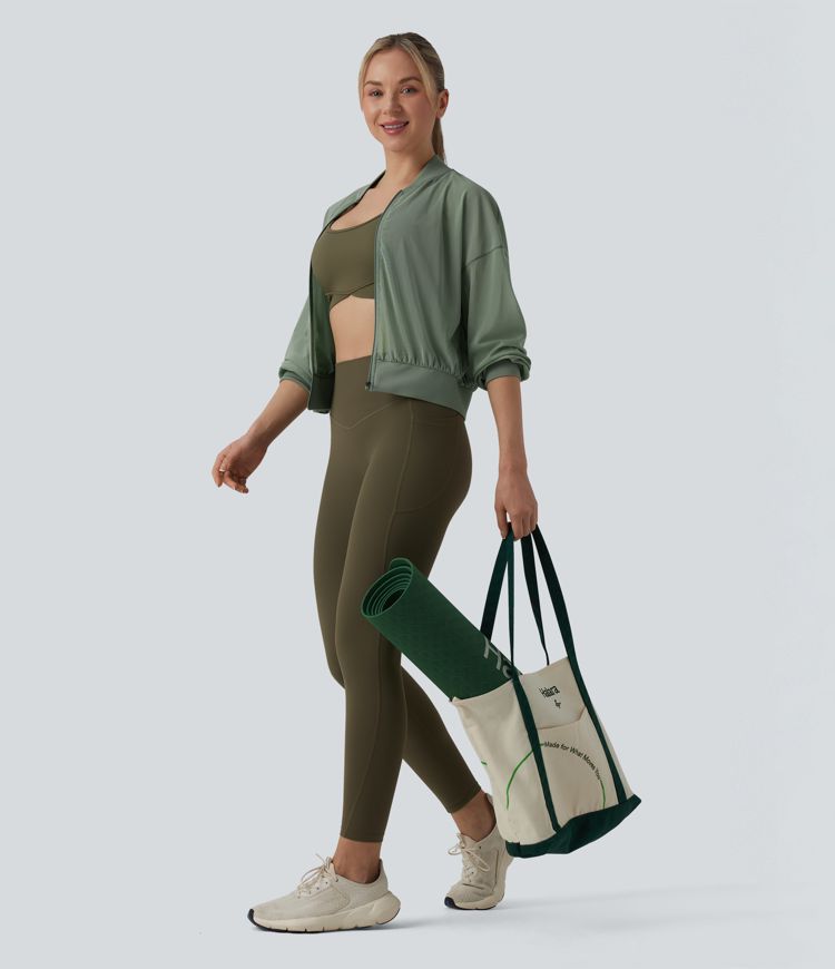 Long Sleeve Mesh Yoga Bomber Jacket