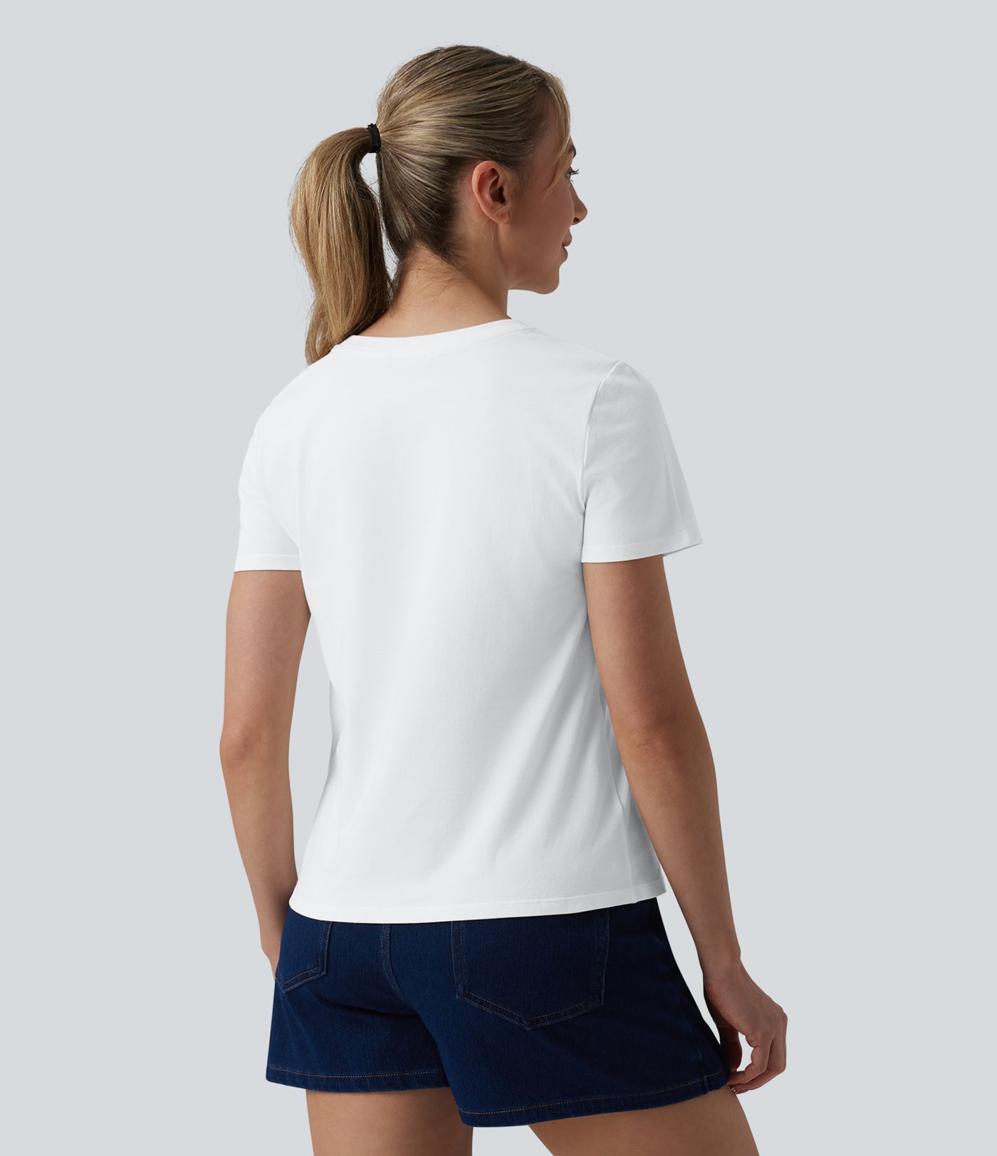 Round Neck Short Sleeve Casual Cotton T-Shirt