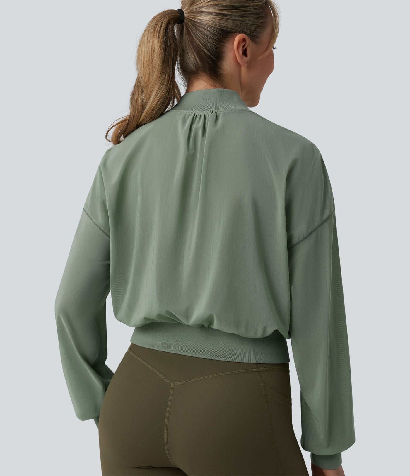 Long Sleeve Mesh Yoga Bomber Jacket