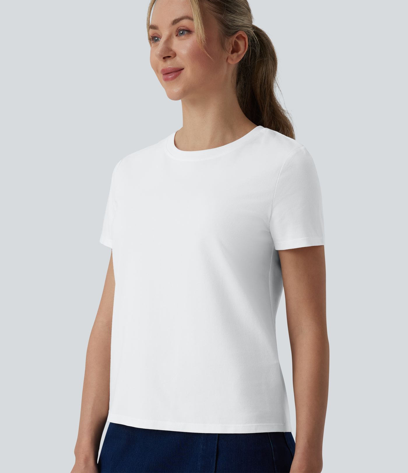 Round Neck Short Sleeve Casual Cotton T-Shirt