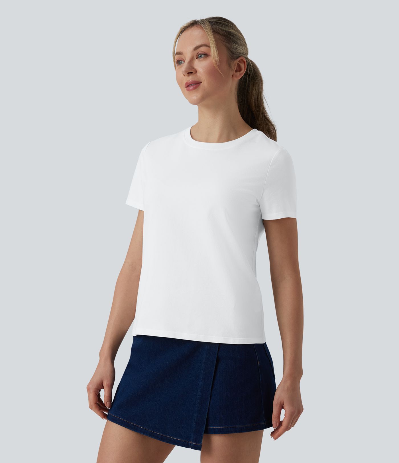 Round Neck Short Sleeve Casual Cotton T-Shirt