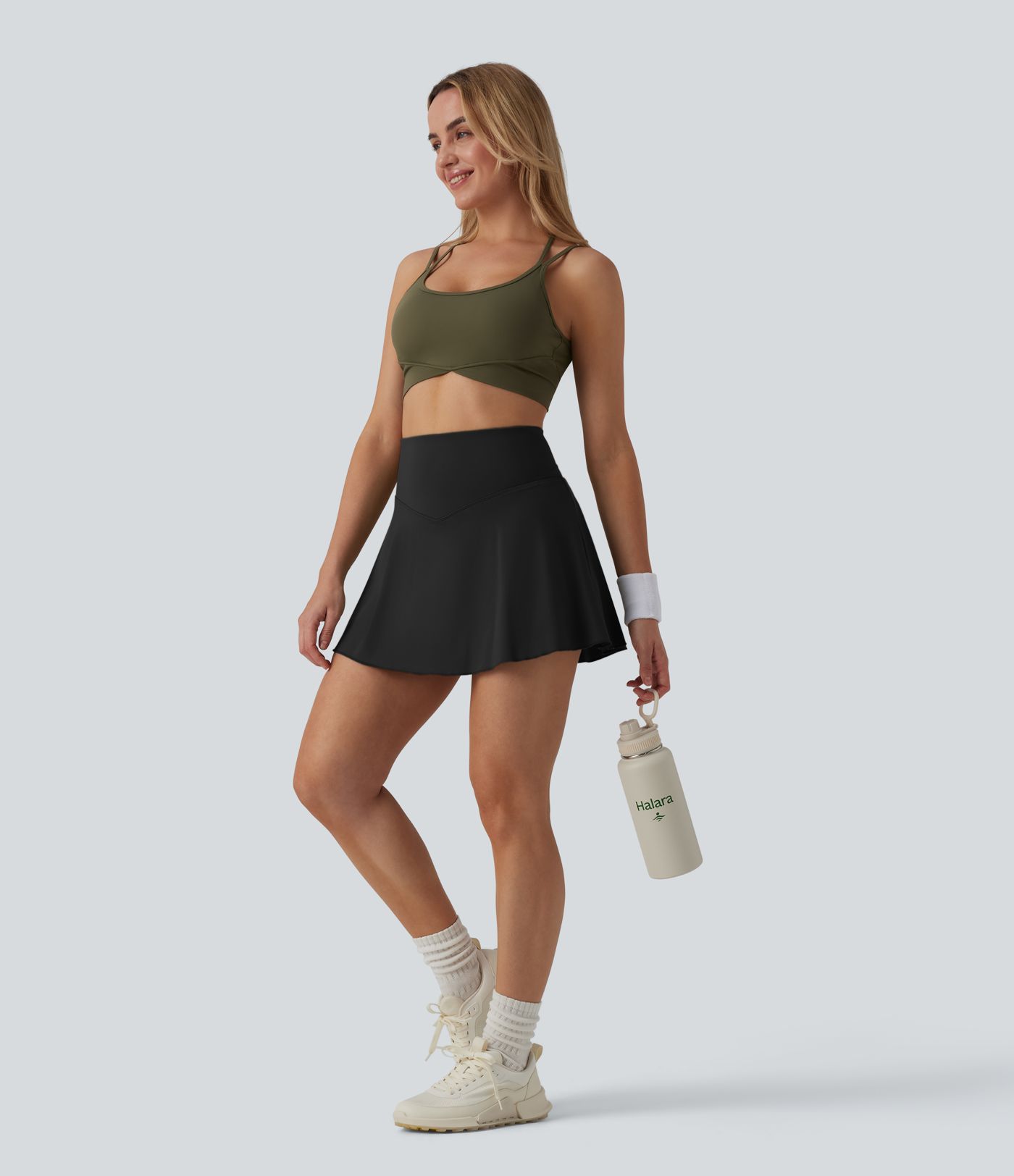 SoftlyZero™ Airy Jupe-short tennis mini 2-en-1 gainante taille haute toucher frais avec poches - UPF50+