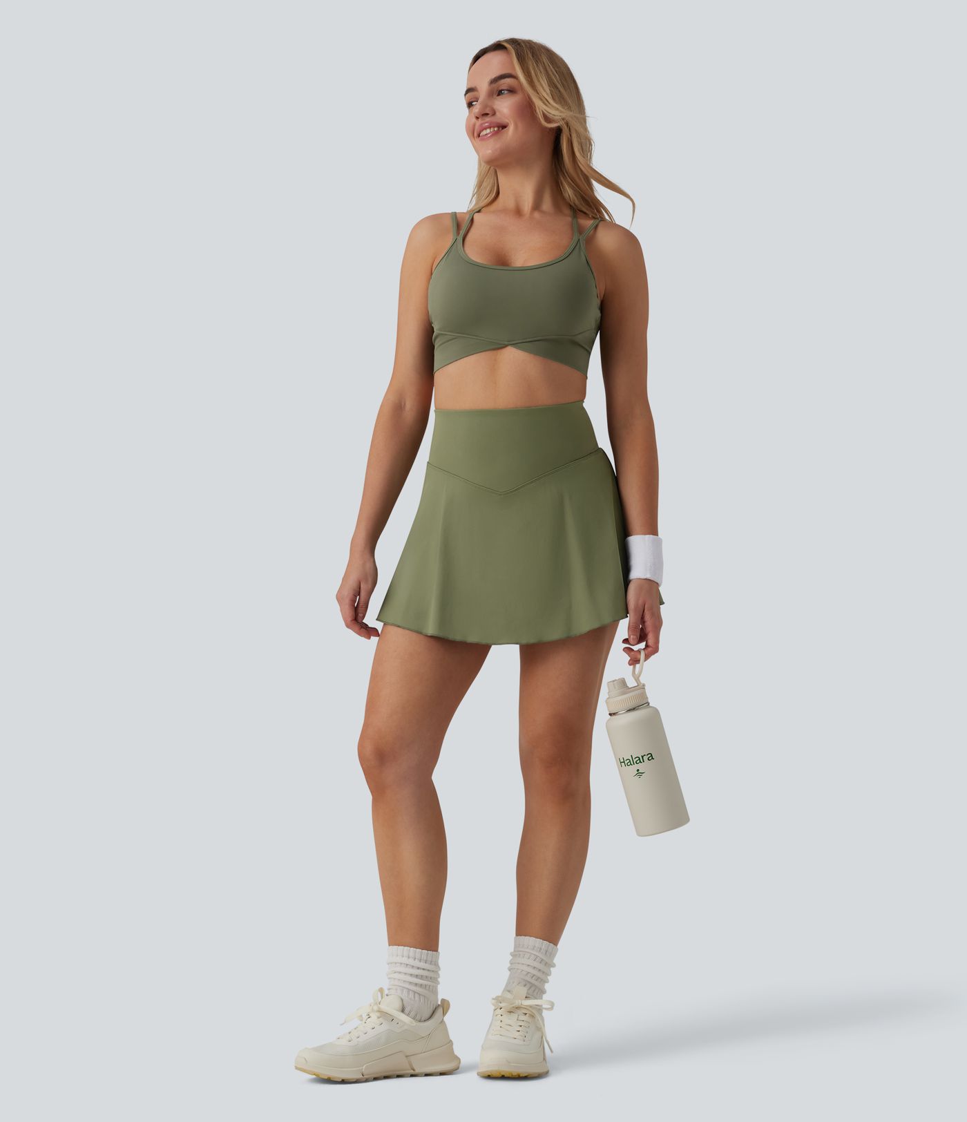 Softlyzero™ Airy High Waisted Tummy Control 2-in-1 Cool Touch Mini Tennis Skirt with Pockets-UPF50+