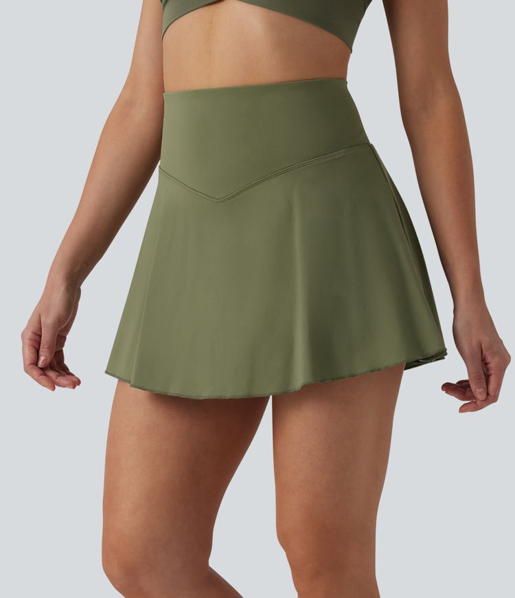Softlyzero™ Airy High Waisted Tummy Control 2-in-1 Cool Touch Mini Tennis Skirt with Pockets-UPF50+