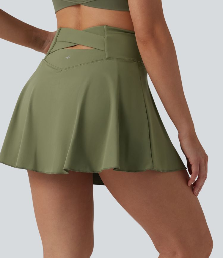 Softlyzero™ Airy High Waisted Tummy Control 2-in-1 Cool Touch Mini Tennis Skirt with Pockets-UPF50+