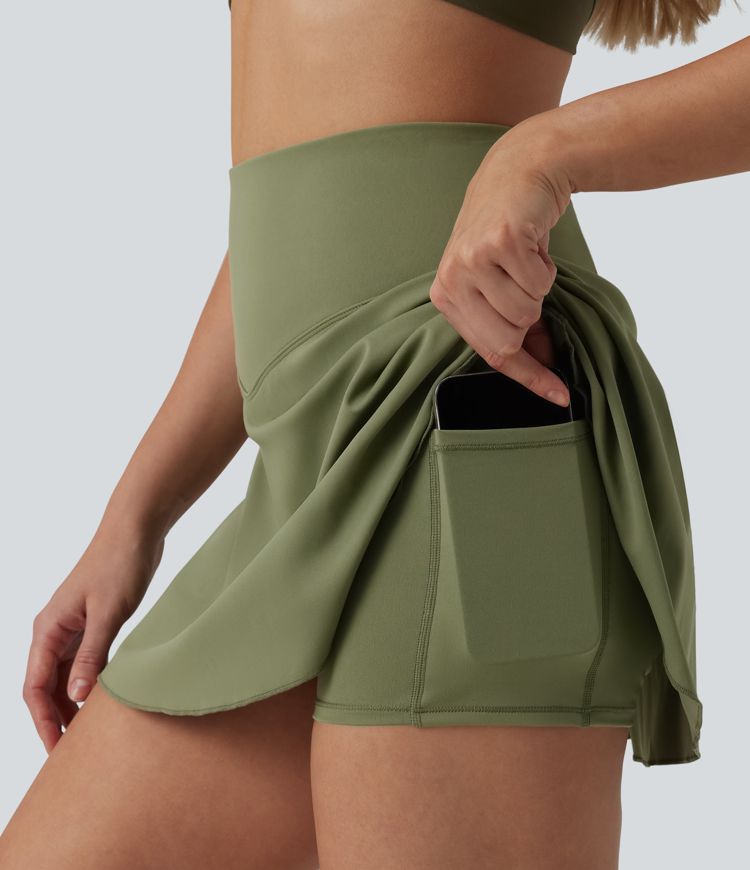 Softlyzero™ Airy High Waisted Tummy Control 2-in-1 Cool Touch Mini Tennis Skirt with Pockets-UPF50+