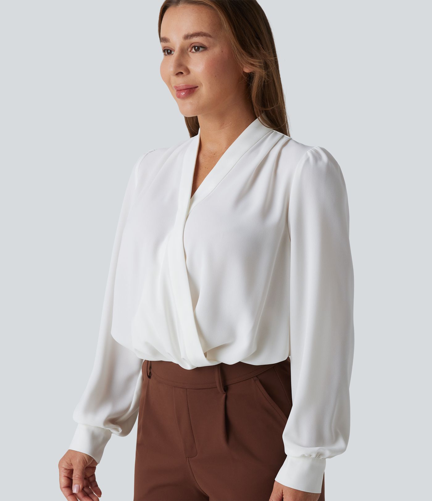 Crossover Long Sleeve Work Bodysuit