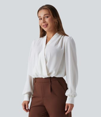 Crossover Long Sleeve Work Bodysuit