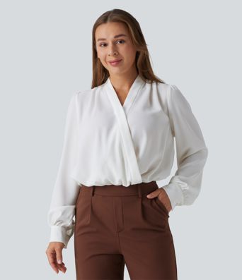 Crossover Long Sleeve Work Bodysuit