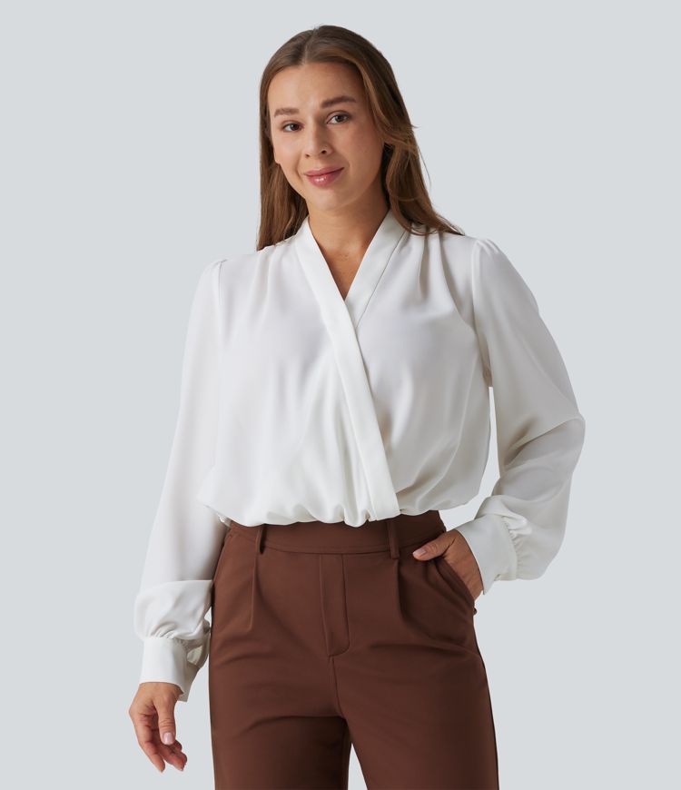 Crossover Long Sleeve Work Bodysuit