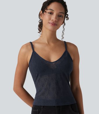 Sheer Lace Floral Tank Top