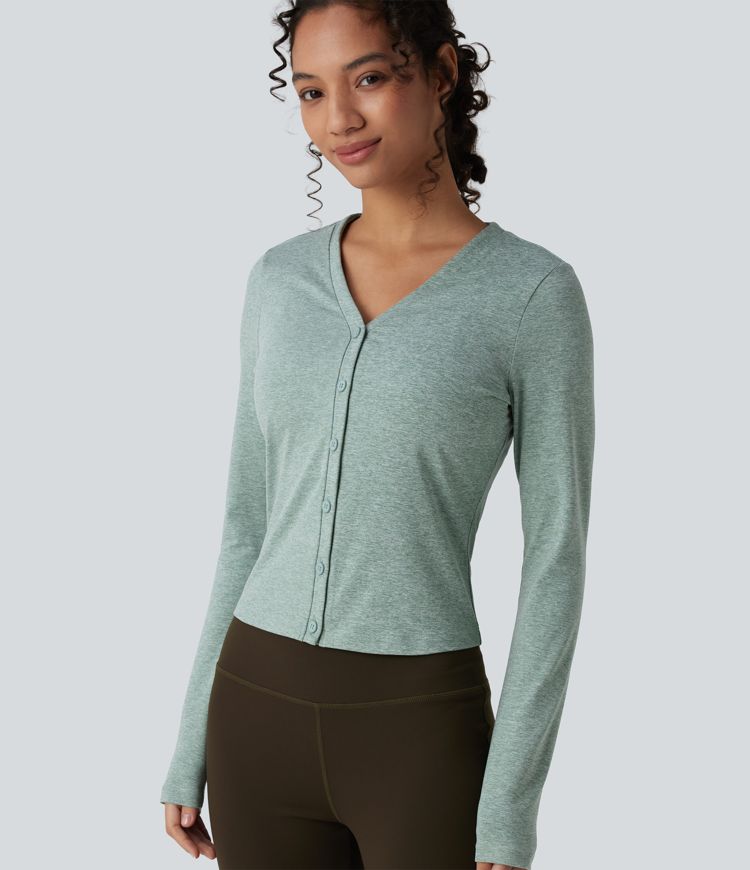 Top sport col cœur manches longues chiné