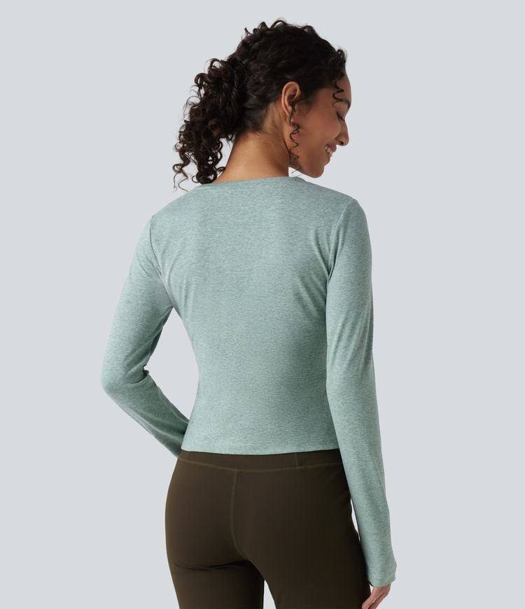 Top sport col cœur manches longues chiné