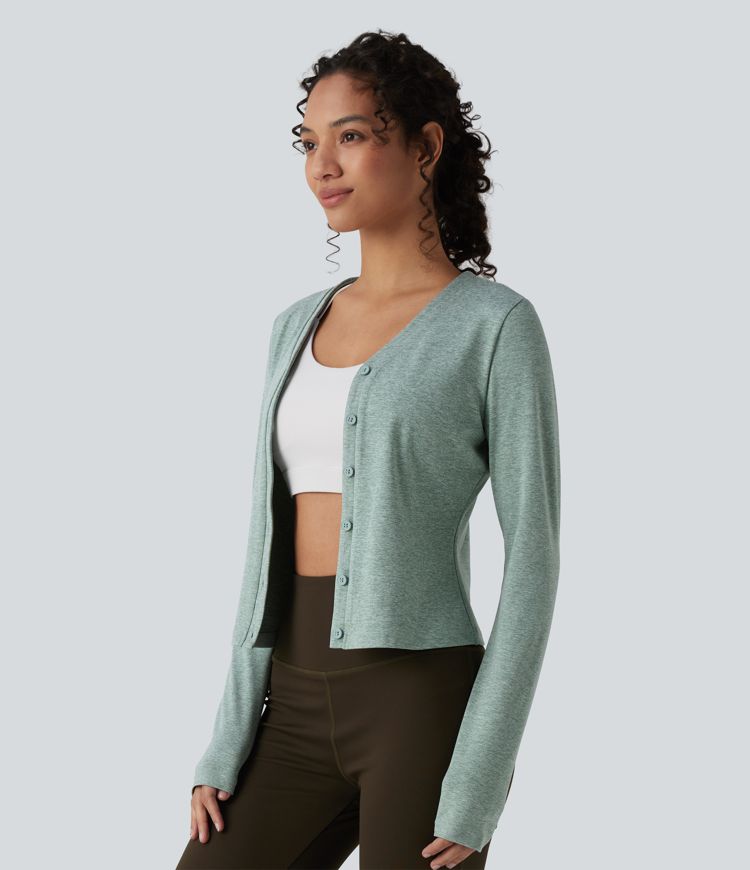 Top sport col cœur manches longues chiné