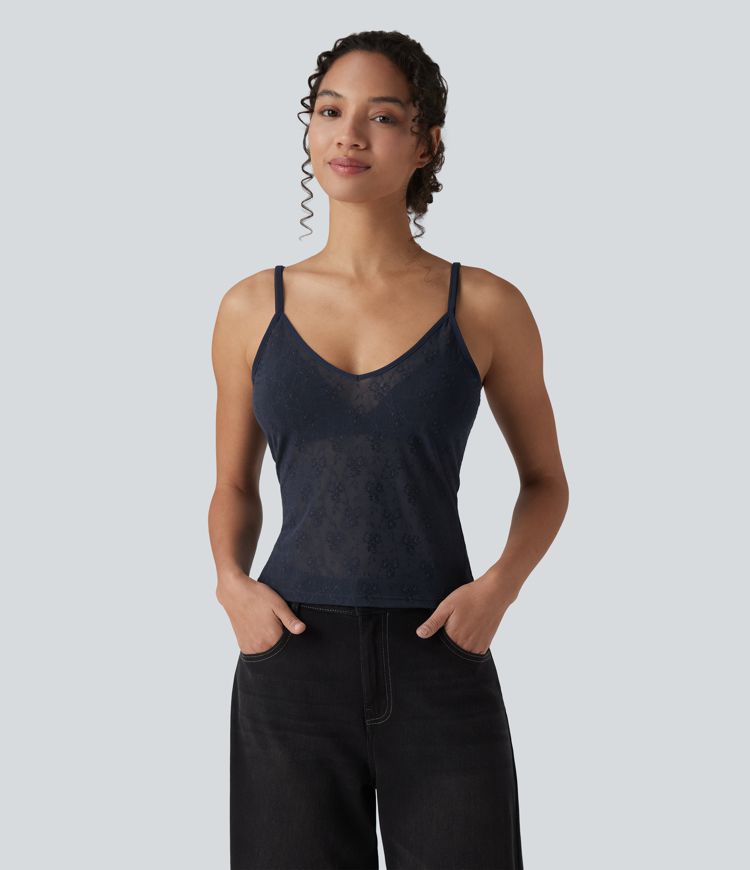 Sheer Lace Floral Tank Top