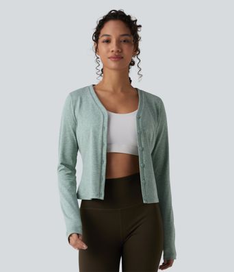 Top sport col cœur manches longues chiné