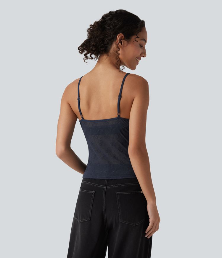 Sheer Lace Floral Tank Top