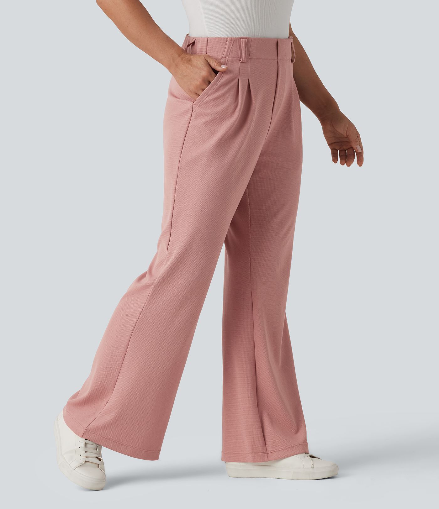 Halara Flex™ High Waisted Flare Waffle Work Pants with Pockets