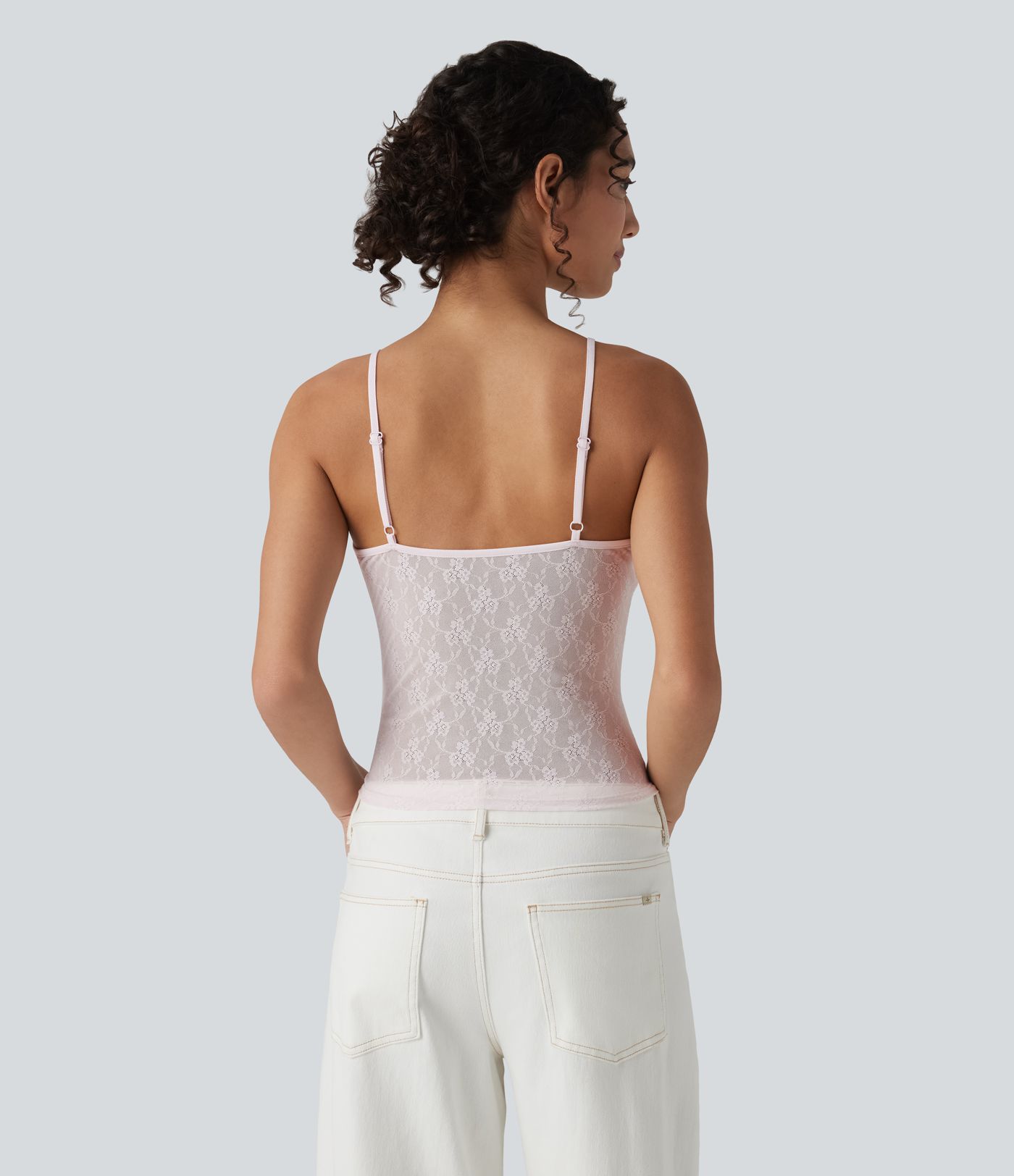 Débardeur en dentelle transparente à motif floral