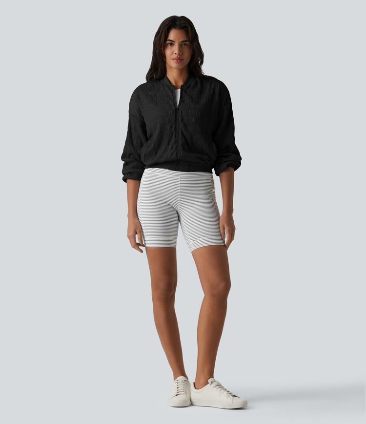 Long Sleeve Casual Bomber Jacket with Pockets