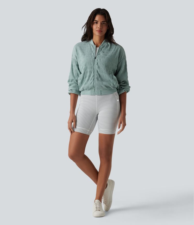 Blouson bomber décontracté à manches longues avec des poches