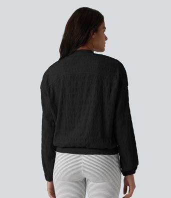 Long Sleeve Casual Bomber Jacket with Pockets