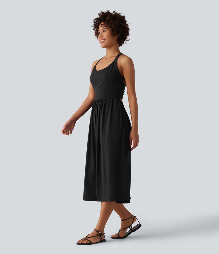 Wide Leg Capri Casual Jumpsuit with Pockets-Easy Peezy Edition