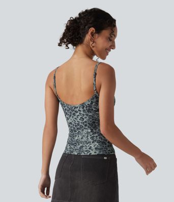 Ribbed Knit Leopard Print Casual Tank Top Ribbed Knit Leopard Print Casual Tank Top