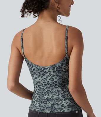 Ribbed Knit Leopard Print Casual Tank Top Ribbed Knit Leopard Print Casual Tank Top